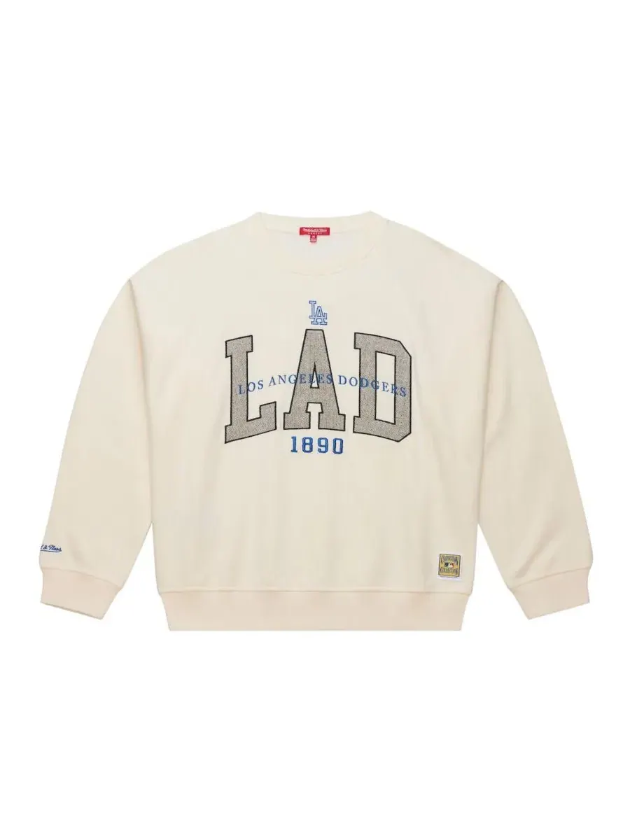 Женский свитшот с вышивкой, модель Premium Crewneck Mitchell & Ness — изображение 2 из 5, бежевый