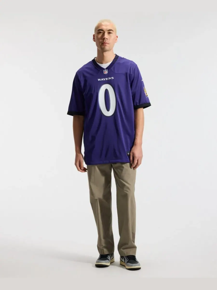 Мужская футболка-джерси Nike Roquan Smith Purple Baltimore Ravens Team Game Jersey — изображение 3 из 8, фиолетовый