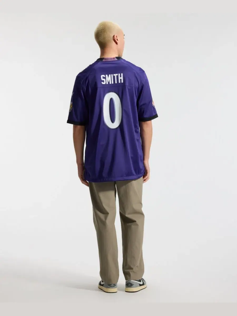 Мужская футболка-джерси Nike Roquan Smith Purple Baltimore Ravens Team Game Jersey — изображение 4 из 8, фиолетовый