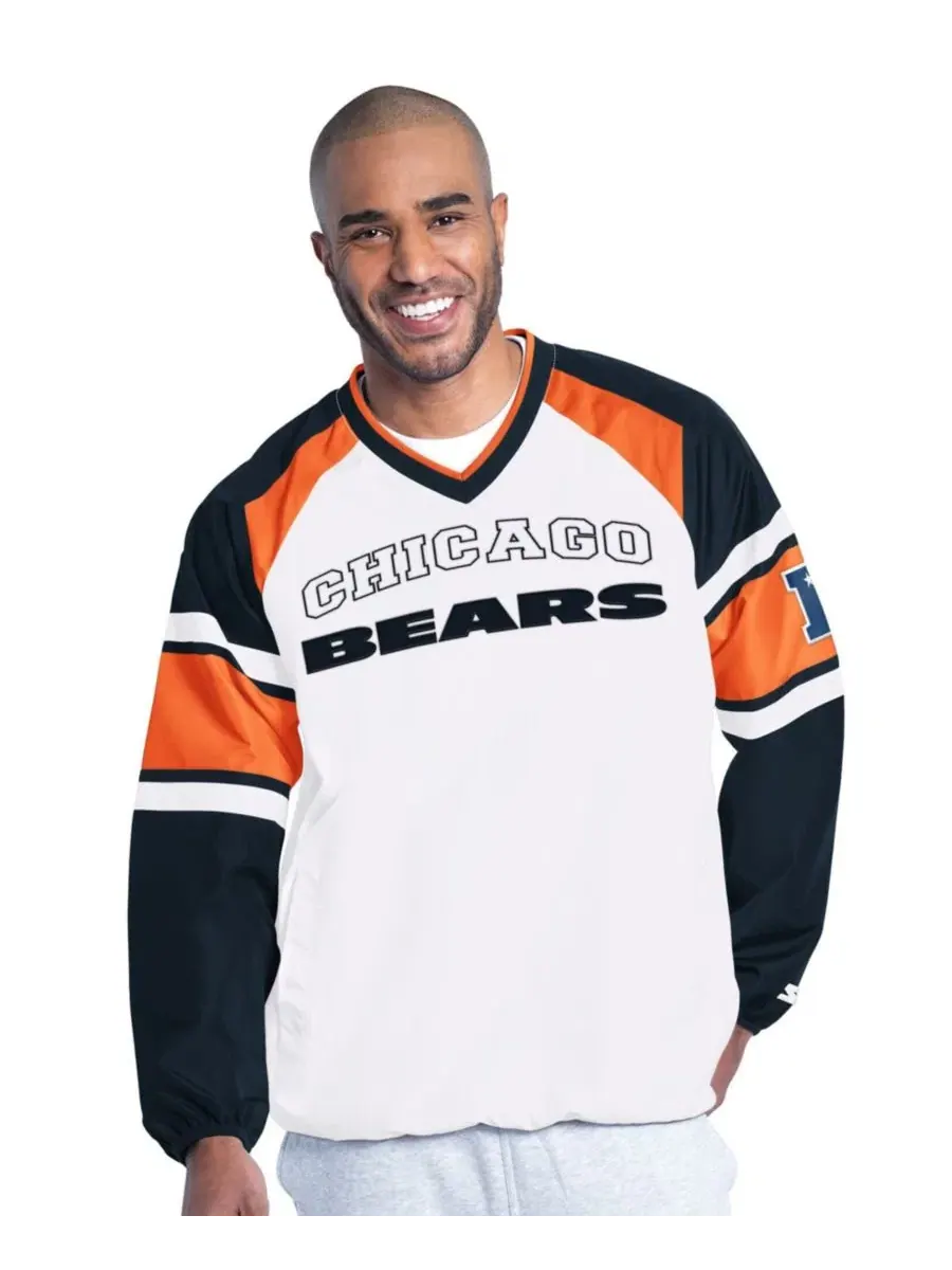 Куртка-пуловер с V-образным вырезом и рукавами реглан Chicago Bears Starter — изображение 1 из 4, белый