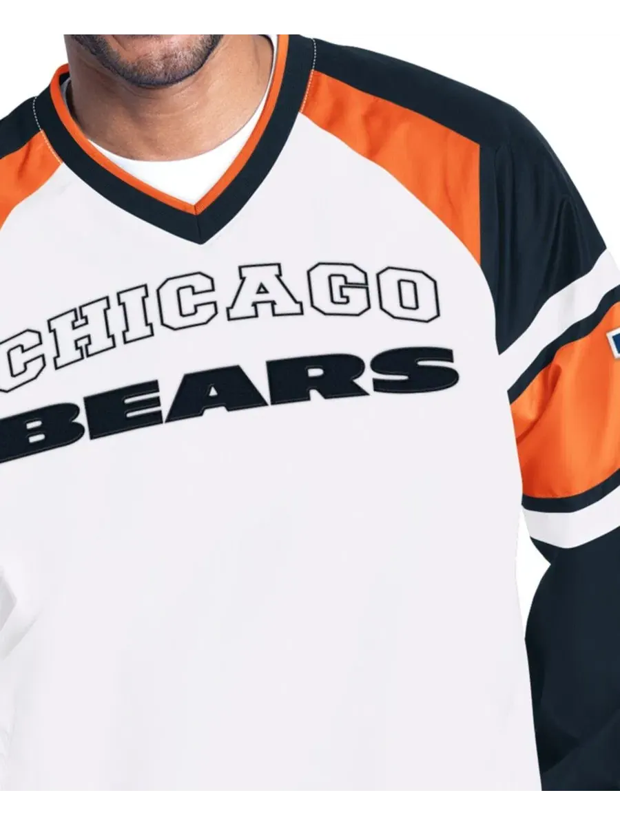 Куртка-пуловер с V-образным вырезом и рукавами реглан Chicago Bears Starter — изображение 3 из 4, белый