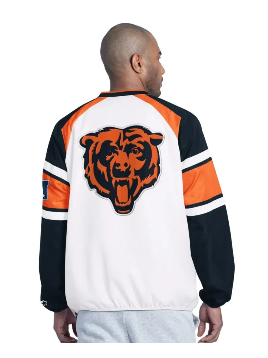 Куртка-пуловер с V-образным вырезом и рукавами реглан Chicago Bears Starter — изображение 4 из 4, белый