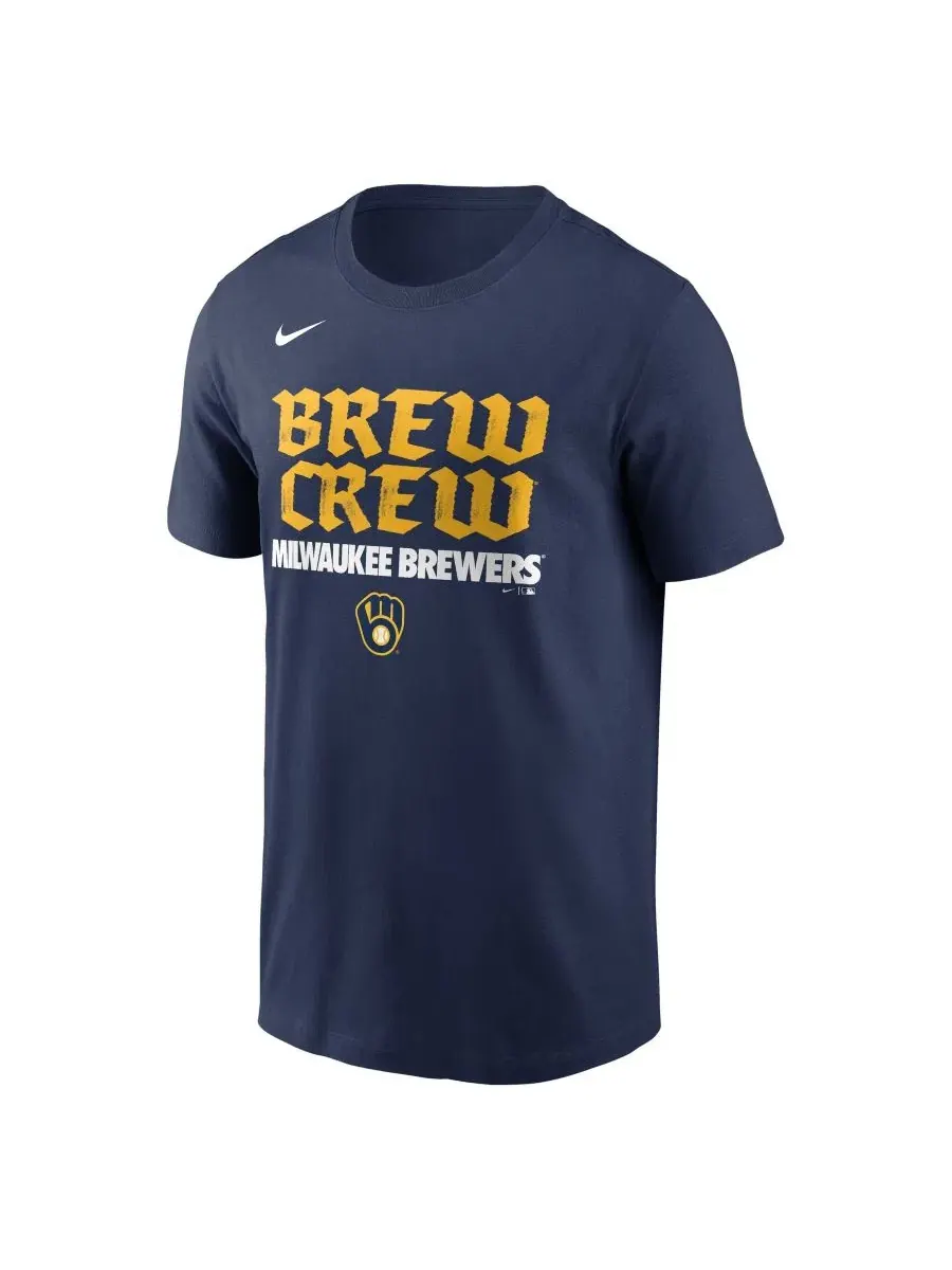 Футболка с принтом Milwaukee Brewers City Connect Handwriting Club Nike — изображение 2 из 3, темно-синий
