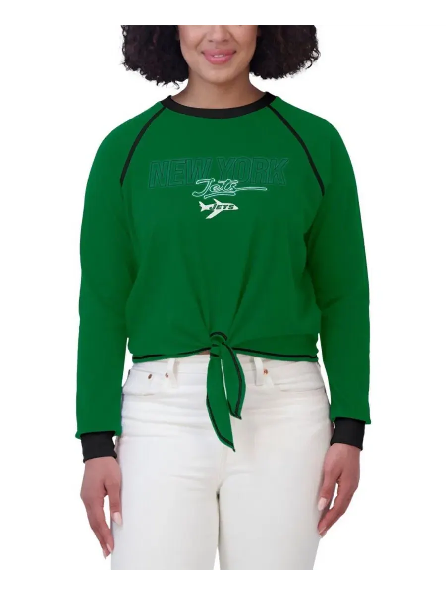 Женская футболка с длинным рукавом, завязками спереди, с принтом New York Jets WEAR by Erin Andrews — изображение 4 из 4