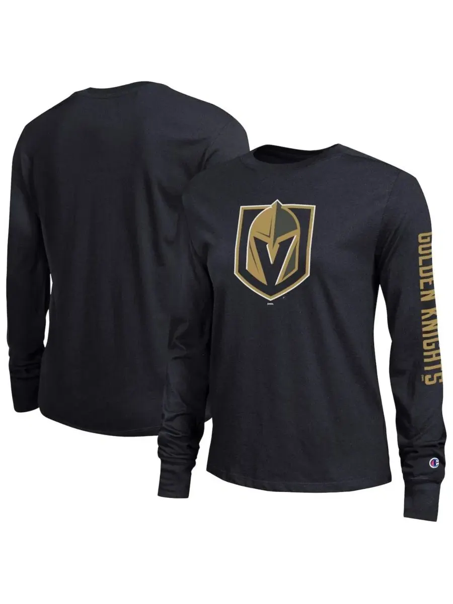 Футболка с длинным рукавом с принтом 2-Hit Vegas Golden Knights Champion — изображение 1 из 3, черный