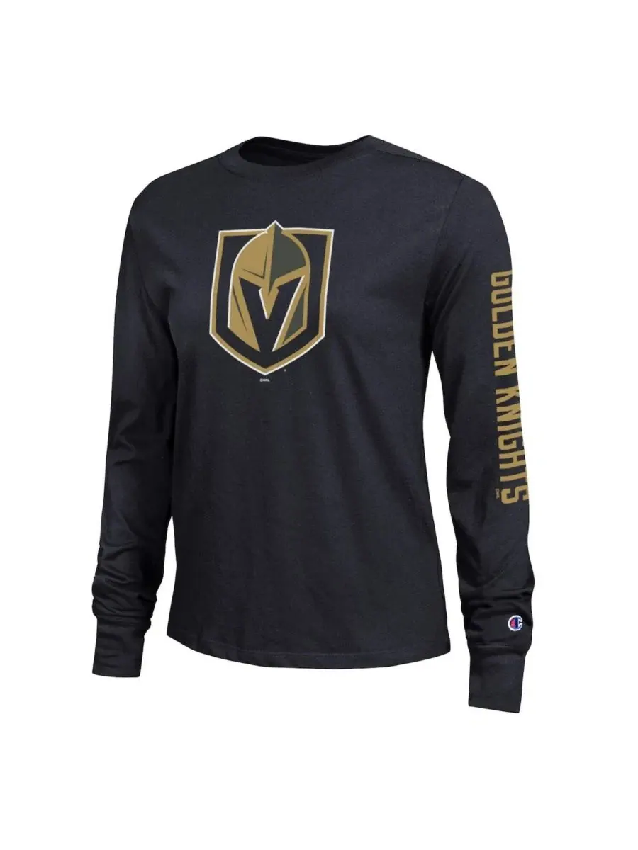 Футболка с длинным рукавом с принтом 2-Hit Vegas Golden Knights Champion — изображение 2 из 3, черный