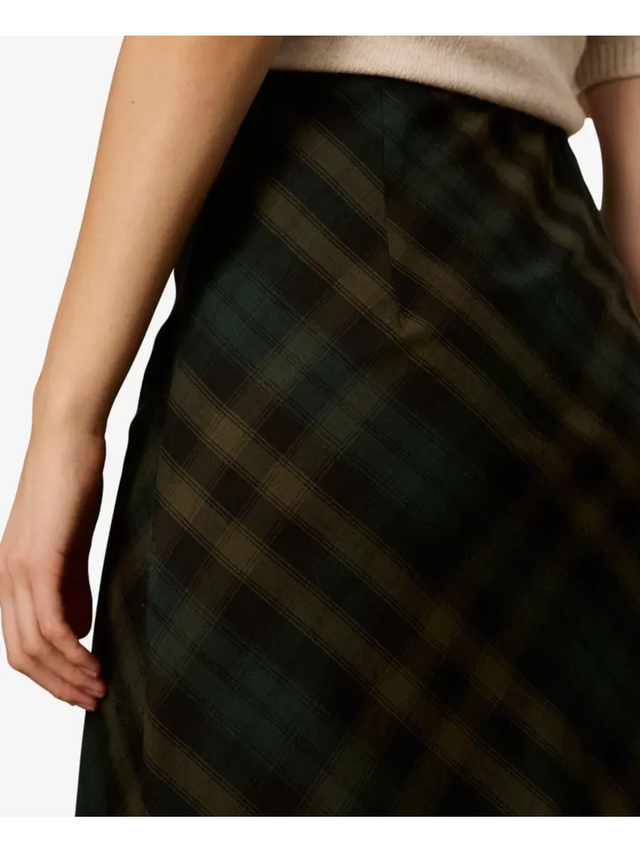 Юбка миди A-силуэта с принтом, модель Bias Plaid Sanctuary, Forest Plaid — изображение 4 из 5