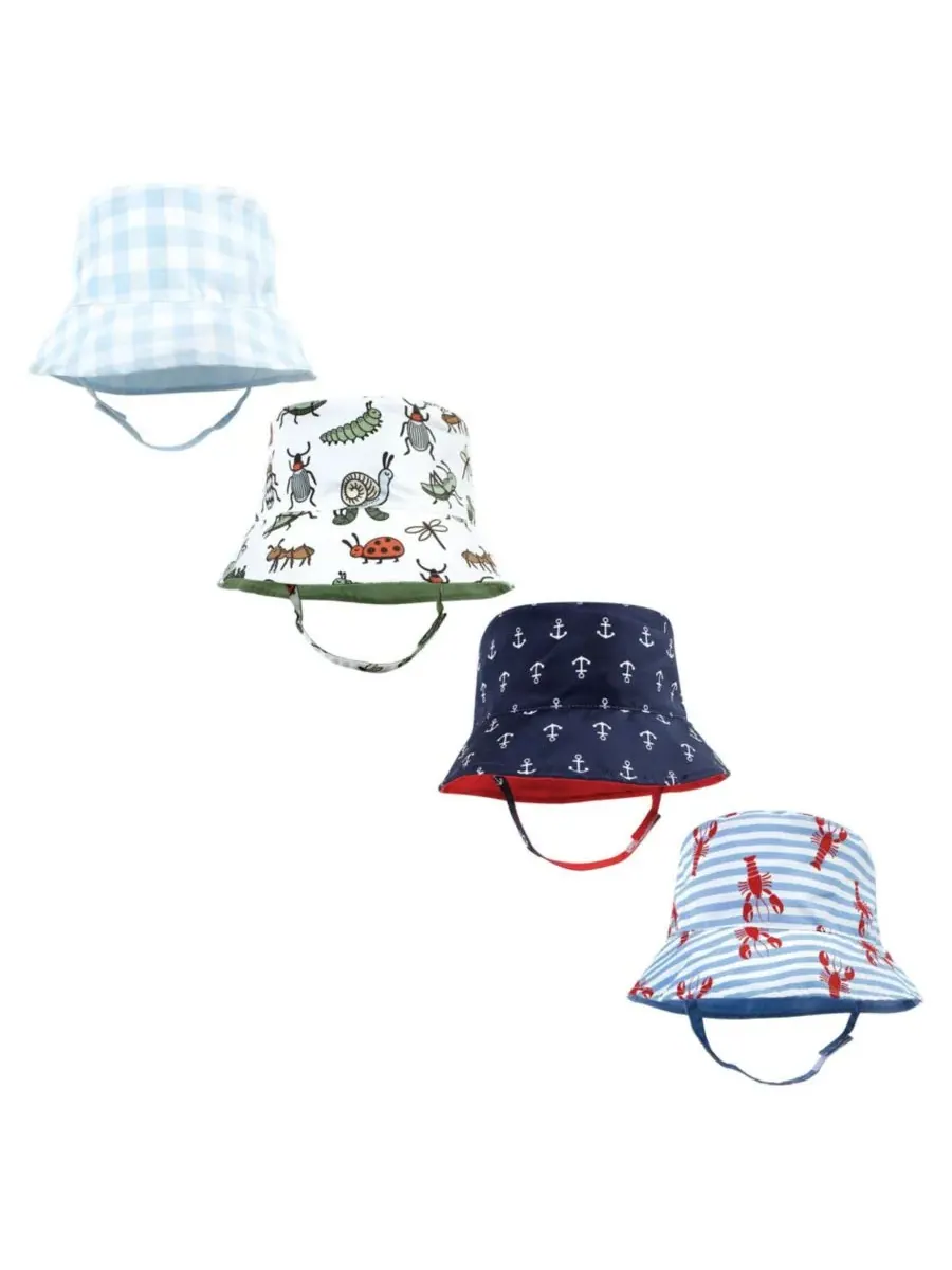 Набор из 4 головных уборов для защиты от солнца Hudson Baby, Critters Plaid Anchor Lobster — изображение 1 из 3