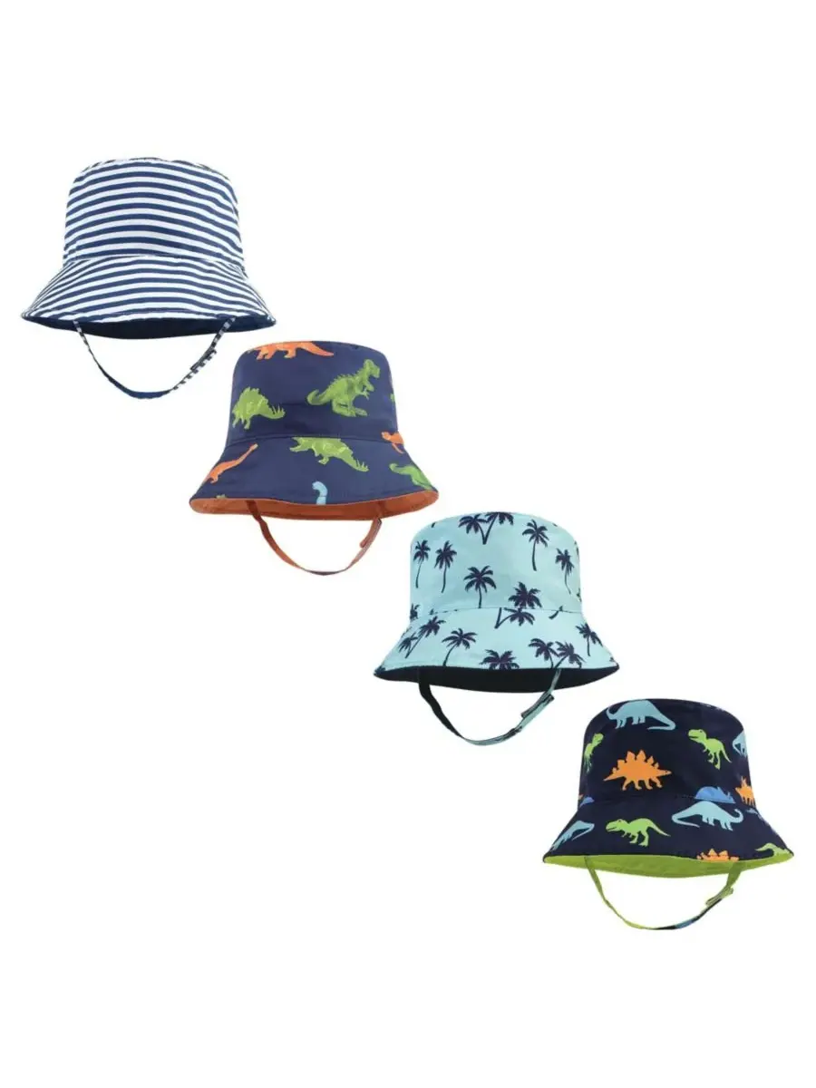 Набор из 4 головных уборов для защиты от солнца Hudson Baby, Dino Stripe Dinosaur Palm Tree — изображение 1 из 3