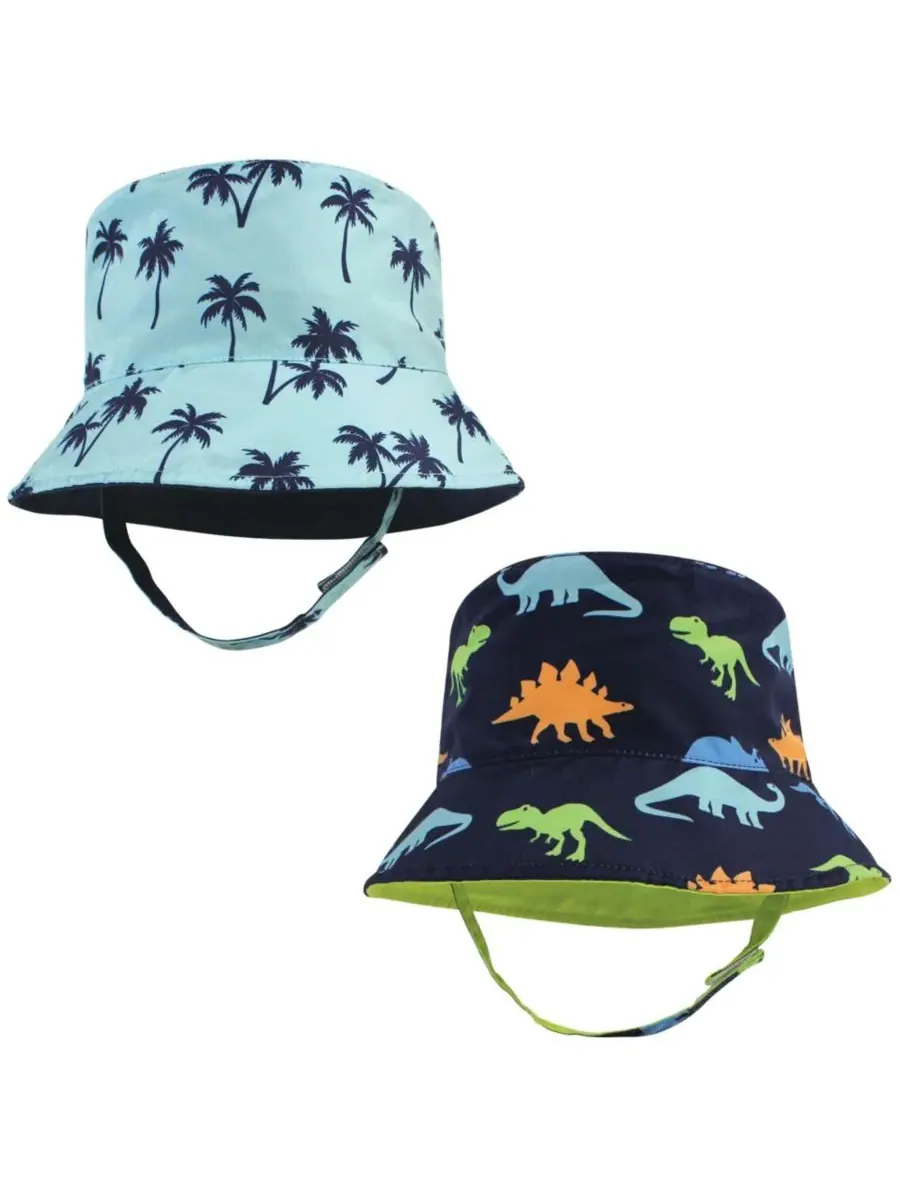Набор из 4 головных уборов для защиты от солнца Hudson Baby, Dino Stripe Dinosaur Palm Tree — изображение 3 из 3