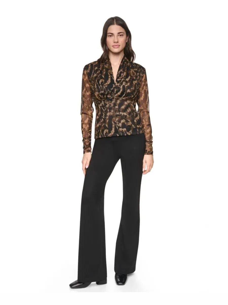 Топ с принтом с V-образным вырезом и длинным рукавом DKNY, Abstract Feather — изображение 2 из 5