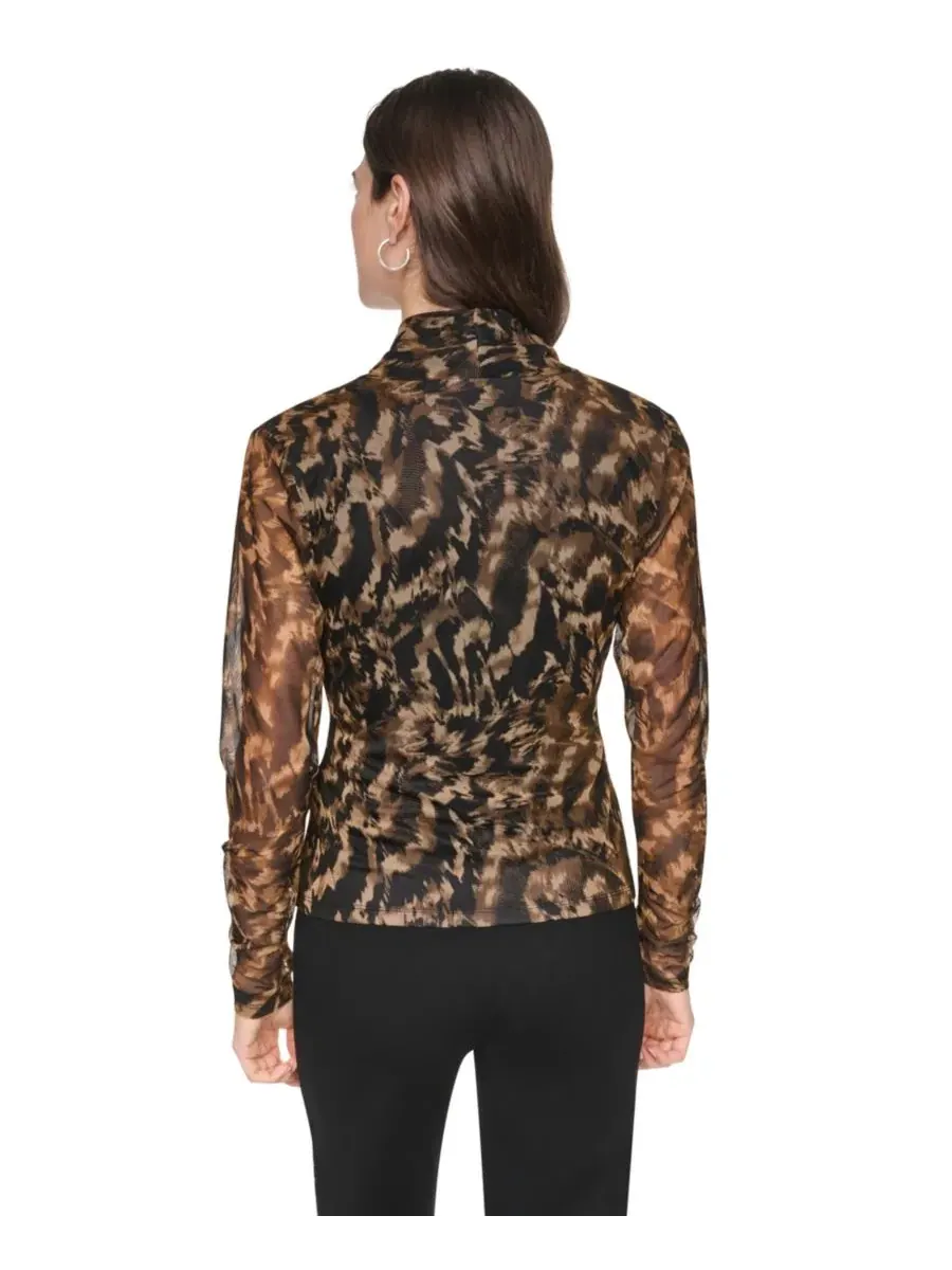 Топ с принтом с V-образным вырезом и длинным рукавом DKNY, Abstract Feather — изображение 5 из 5