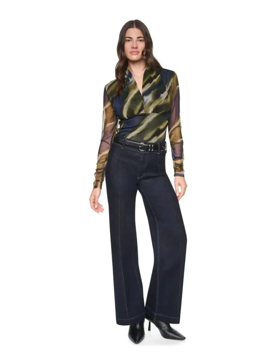 Женский топ с длинным рукавом, с принтом, V-образным вырезом DKNY, Brushed Riverside — изображение 7 из 7