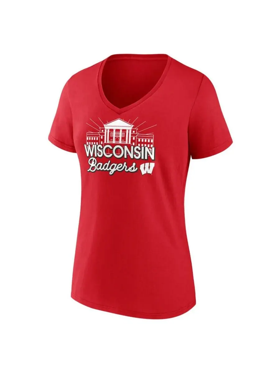 Fanatics Женская красная футболка Wisconsin Badgers Fundamentals Region Draw — изображение 3 из 3, красный