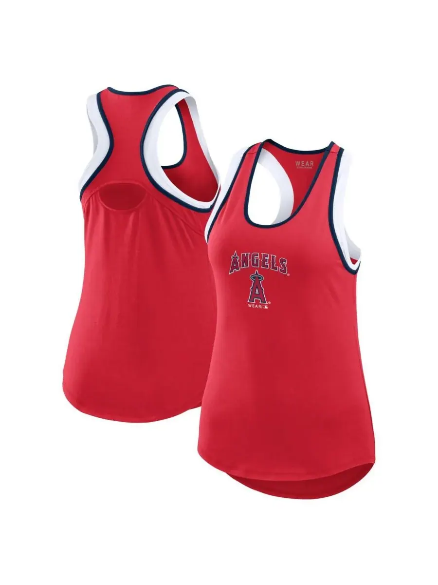 WEAR by Erin Andrews Женская красная майка-борцовка Los Angeles Angels с цветными блоками — изображение 1 из 3, красный