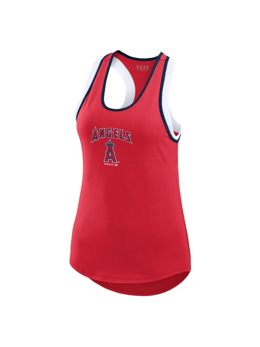 WEAR by Erin Andrews Женская красная майка-борцовка Los Angeles Angels с цветными блоками — изображение 2 из 3, красный