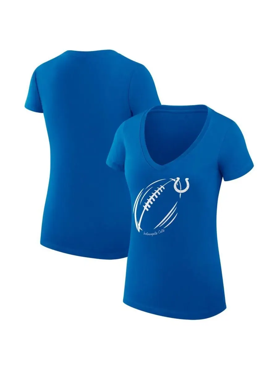 Женская футболка Royal Indianapolis Colts Super-Slim Fit Lightweight Subtle Football V-Neck T-Neck — изображение 1 из 3
