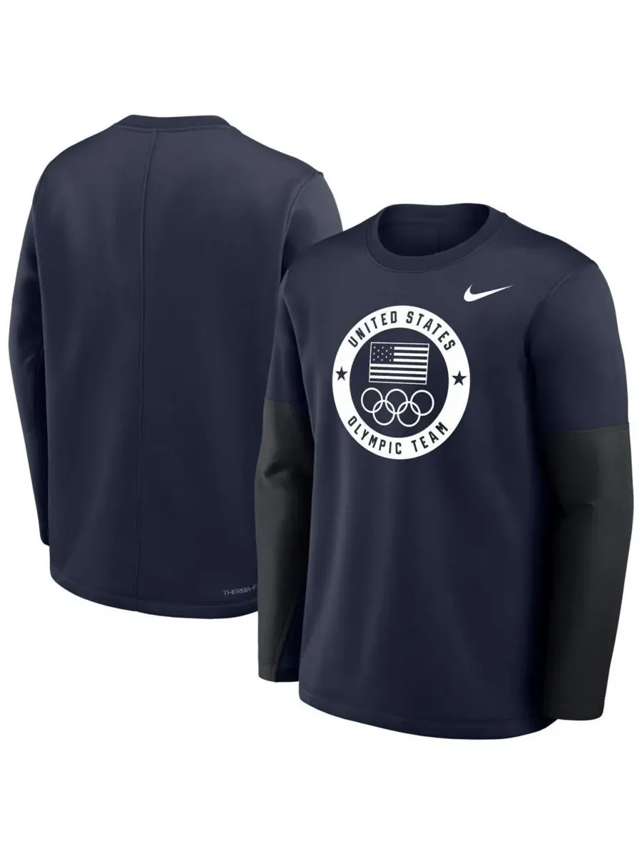 Nike Мужская толстовка с длинными рукавами Coaches Therma-FIT темно-синего цвета — изображение 1 из 3, темно-синий