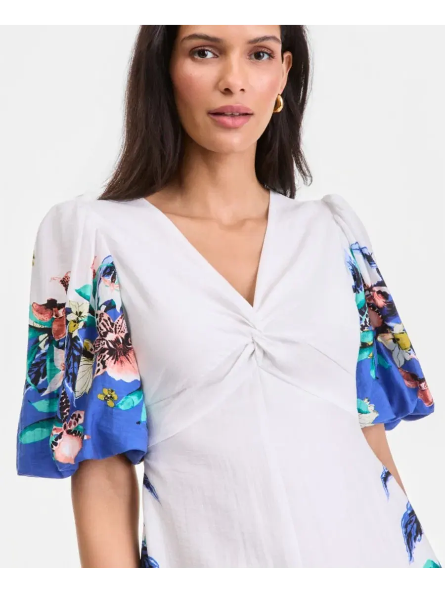 Платье макси с коротким рукавом с принтом Alana Floral I.N.C. International Concepts, Alana Floral — изображение 2 из 6