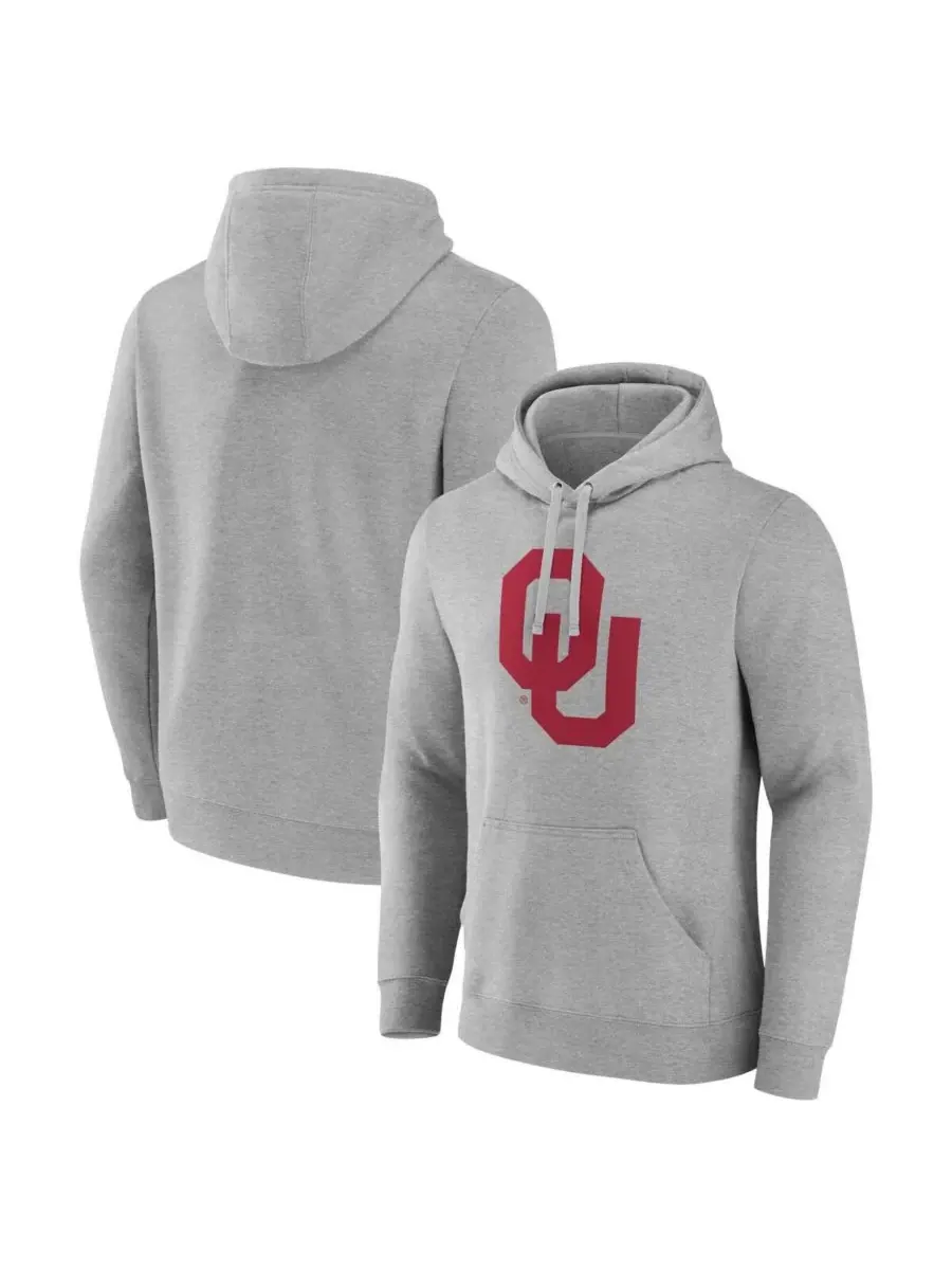 Fanatics Мужская серая толстовка с капюшоном и основным логотипом команды Oklahoma Sooners — изображение 1 из 3, серый