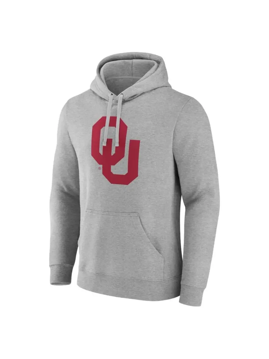 Fanatics Мужская серая толстовка с капюшоном и основным логотипом команды Oklahoma Sooners — изображение 3 из 3, серый
