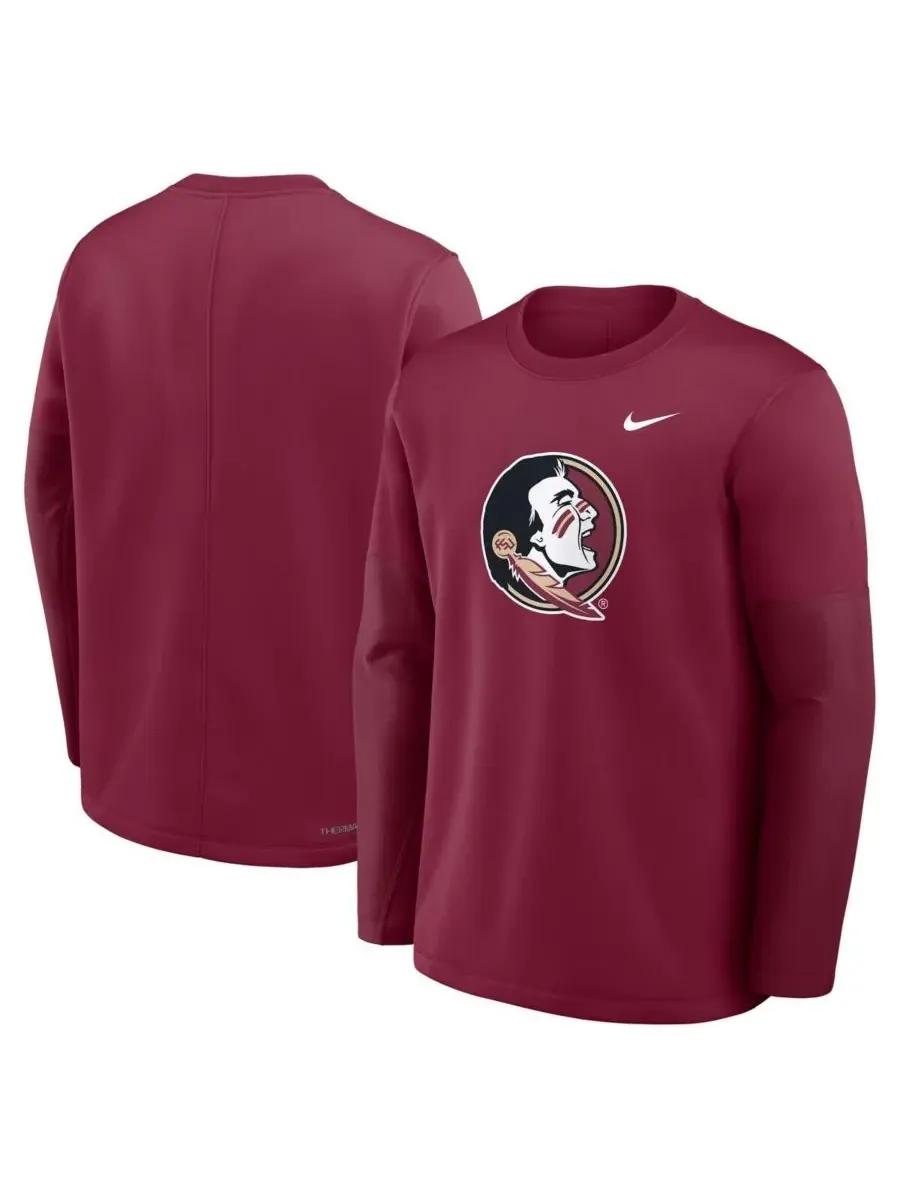 Мужская футболка с длинным рукавом Garnet Florida State Seminoles 2025 Sideline Coach Performance — изображение 4 из 5