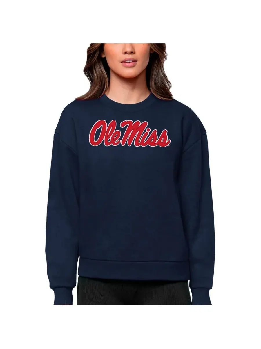 Antigua Женская темно-синяя толстовка с круглым вырезом Ole Miss Rebels Victory
