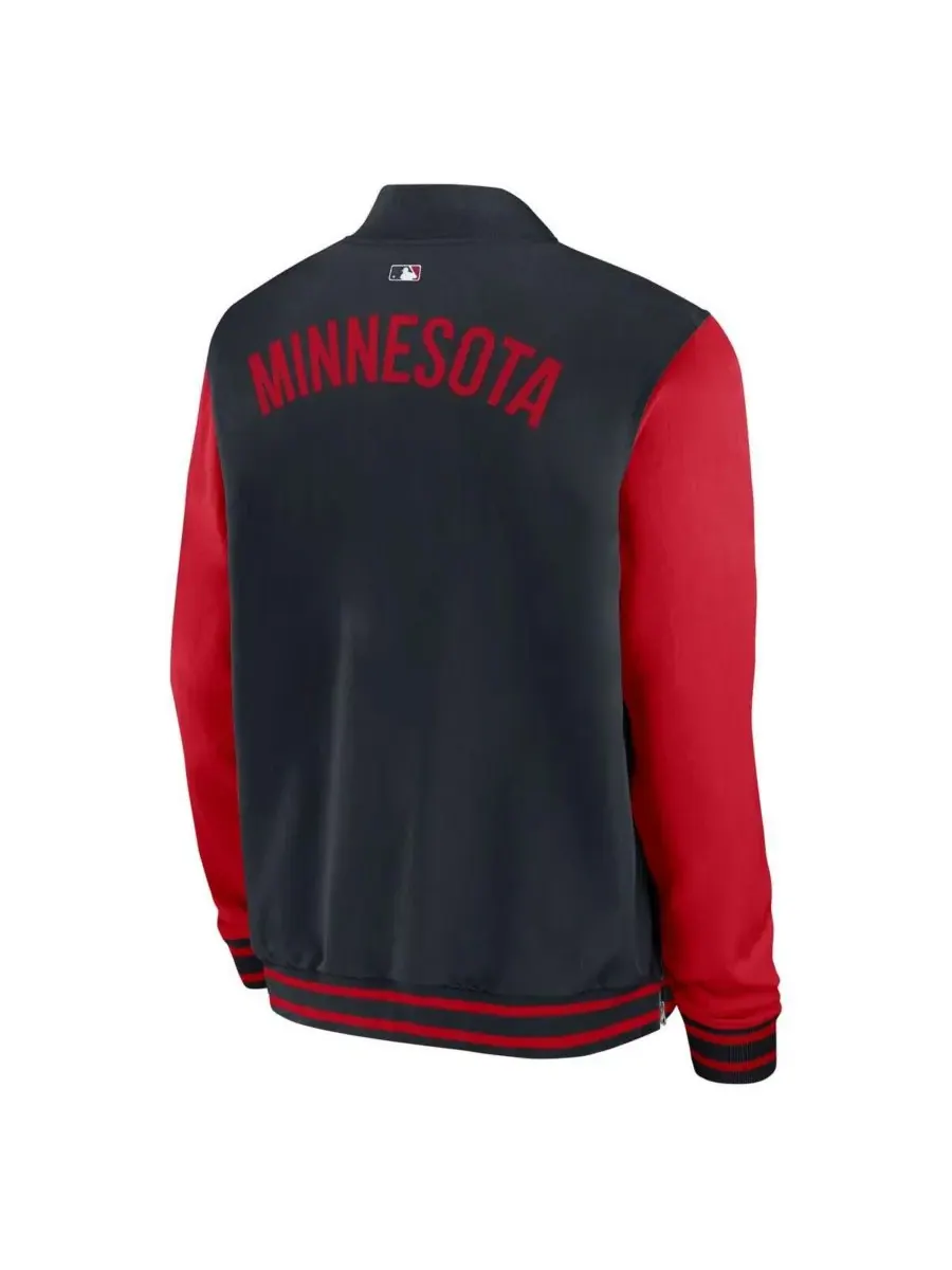 Nike Мужская темно-синяя/красная куртка-бомбер Minnesota Twins Authentic Collection Dugout на молнии — изображение 3 из 3