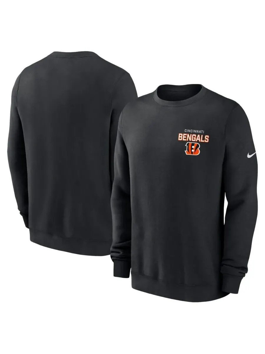 Nike Мужская черная флисовая толстовка с логотипом Cincinnati Bengals Primetime Club — изображение 1 из 3, черный