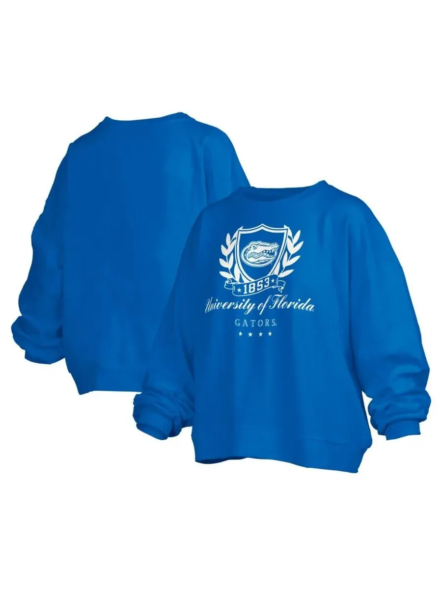 Женская толстовка Royal Florida Gators Big Aug Script Janice Oversized Pullover Sweatshirt Pressbox — изображение 1 из 3