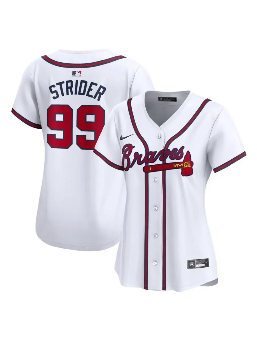 Nike Женская белая домашняя футболка Spencer Strider Atlanta Braves, ограниченная серия — изображение 1 из 3, белый