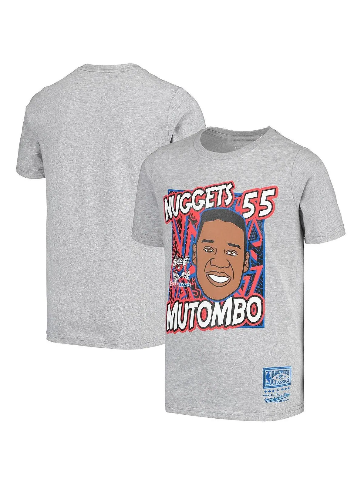 Серая футболка Big Boys Dikembe Mutombo Denver Nuggets Hardwood Classics King of the Court Player — изображение 1 из 1, серый