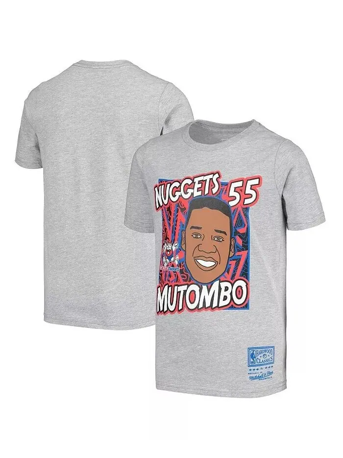 Серая футболка Big Boys Dikembe Mutombo Denver Nuggets Hardwood Classics King of the Court Player — изображение 1 из 1