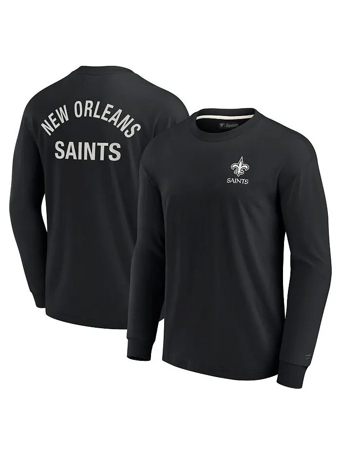 Мужская и женская черная супермягкая футболка New Orleans Saints с длинным рукавом Fanatics — изображение 1 из 3, черный