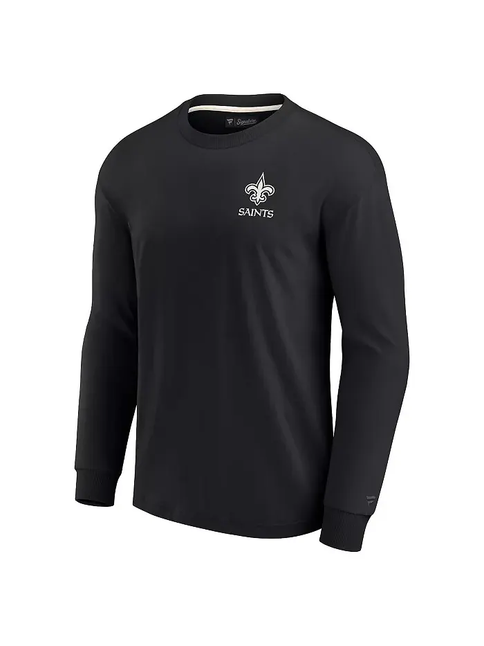 Мужская и женская черная футболка New Orleans Saints с длинным рукавом, супермягкая Fanatics — изображение 2 из 3