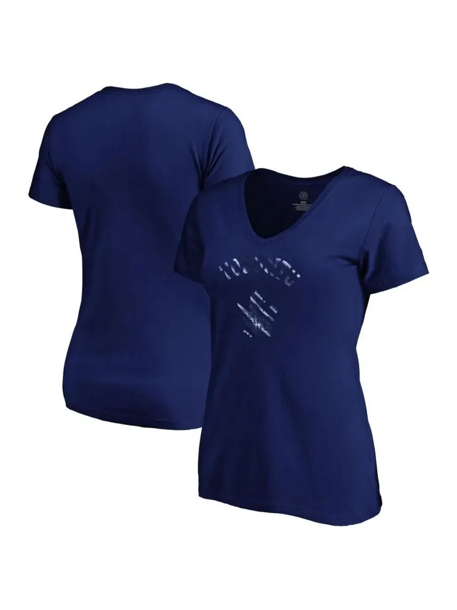 Fanatics Женская темно-синяя футболка с V-образным вырезом "Toronto Maple Leafs Total Shine" — изображение 1 из 3