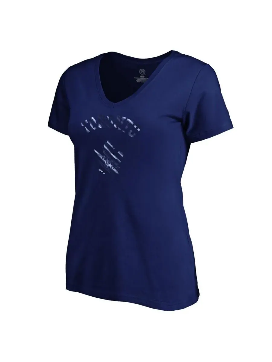 Fanatics Женская темно-синяя футболка с V-образным вырезом "Toronto Maple Leafs Total Shine" — изображение 2 из 3