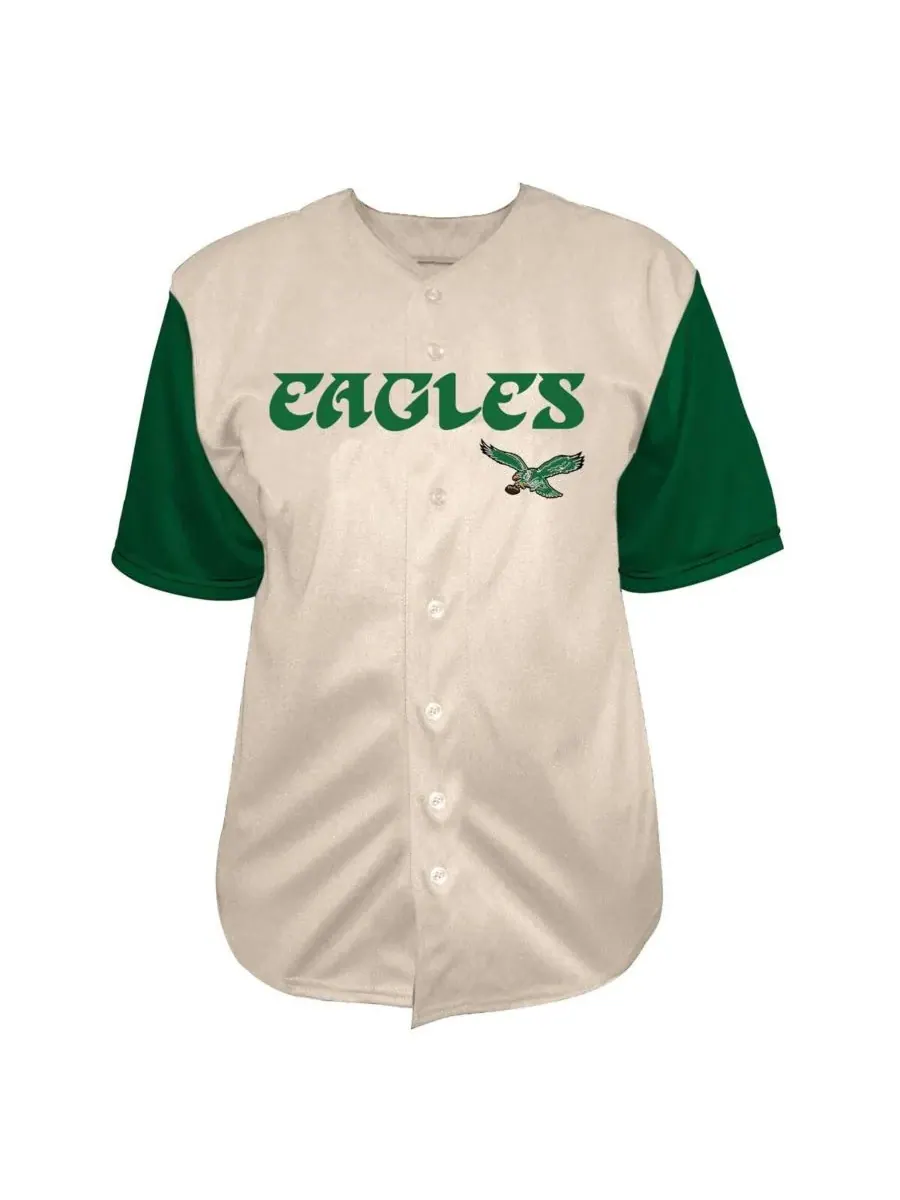 Fanatics Мужская бейсбольная рубашка на пуговицах Saquon Barkley Cream Philadelphia Eagles большого — изображение 3 из 3
