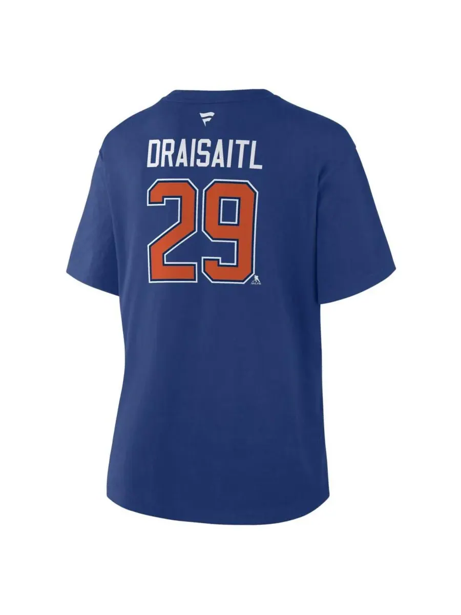Женская футболка Leon Draisaitl Royal Edmonton Oilers Authentic Stack с именем и номером игрока — изображение 3 из 3