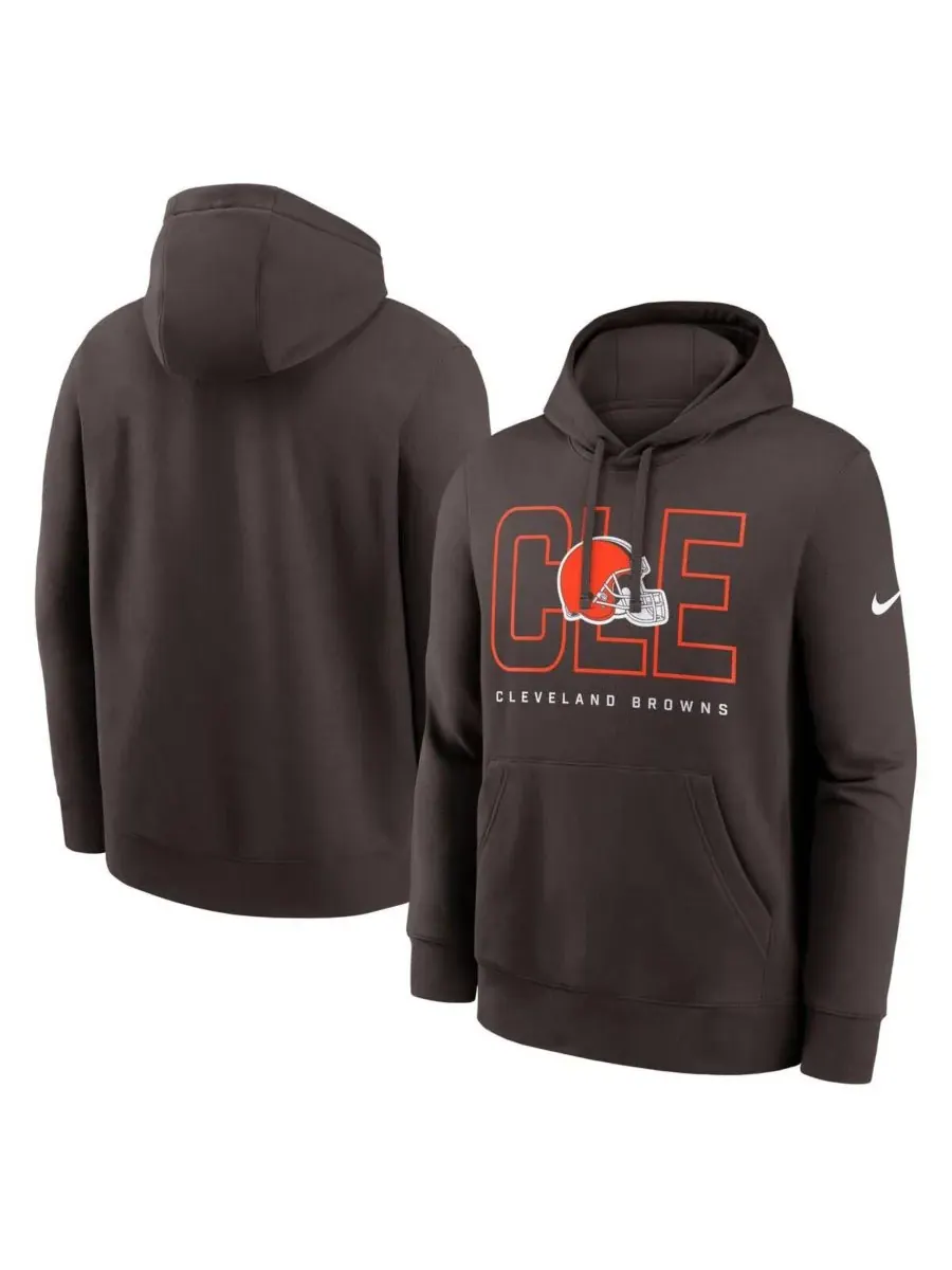 Nike Мужская коричневая флисовая толстовка с капюшоном Cleveland Browns Busted Play Club — изображение 1 из 3, коричневый
