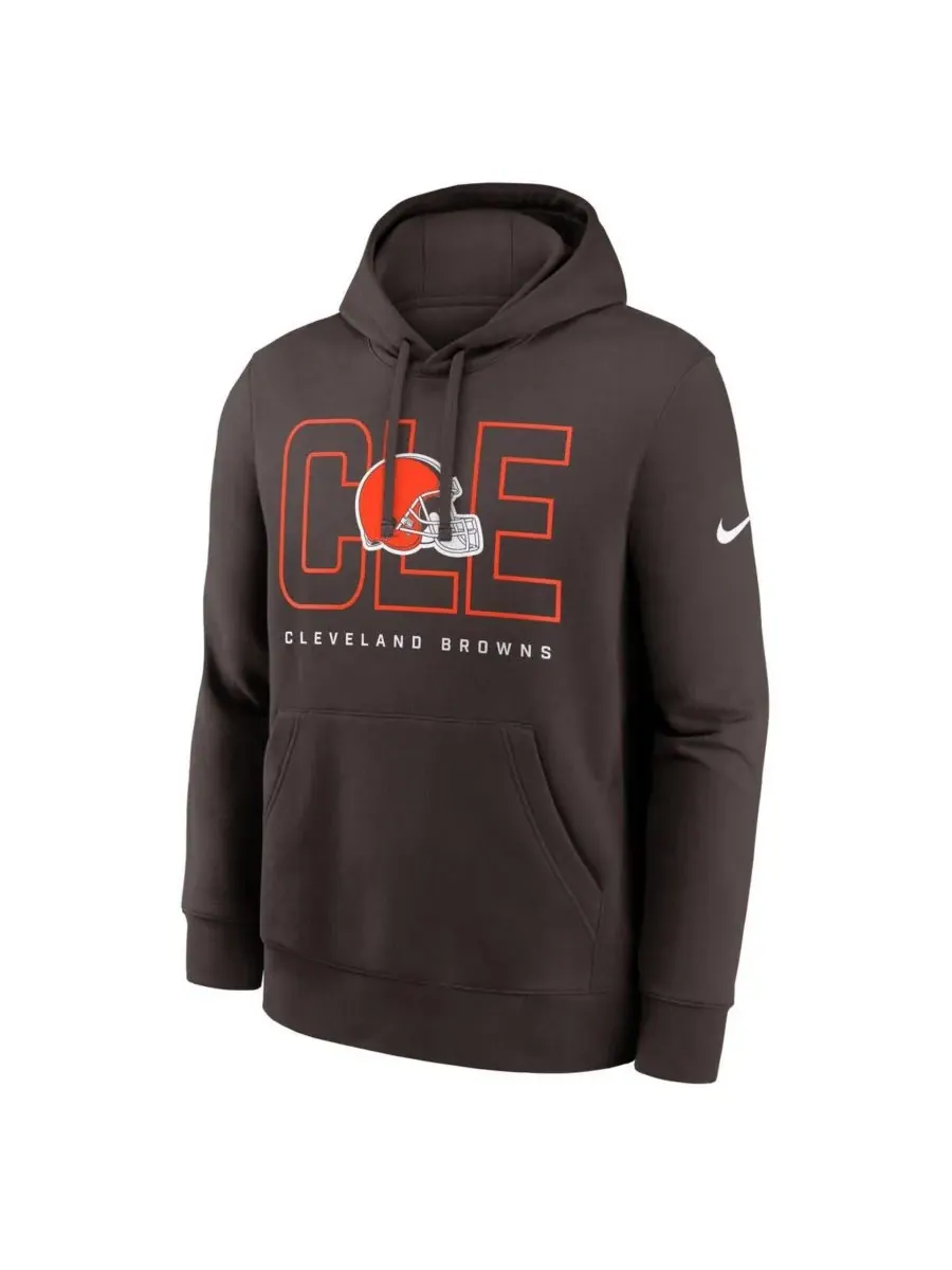 Nike Мужская коричневая флисовая толстовка с капюшоном Cleveland Browns Busted Play Club — изображение 2 из 3, коричневый