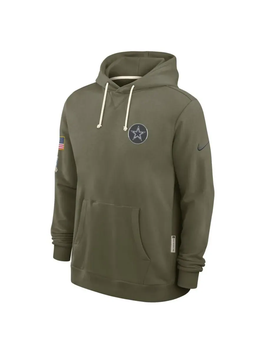 Nike Мужская толстовка Dallas Cowboys 2025 Salute to Service Sideline Standard Issue Dri-FIT — изображение 2 из 3, оливковый