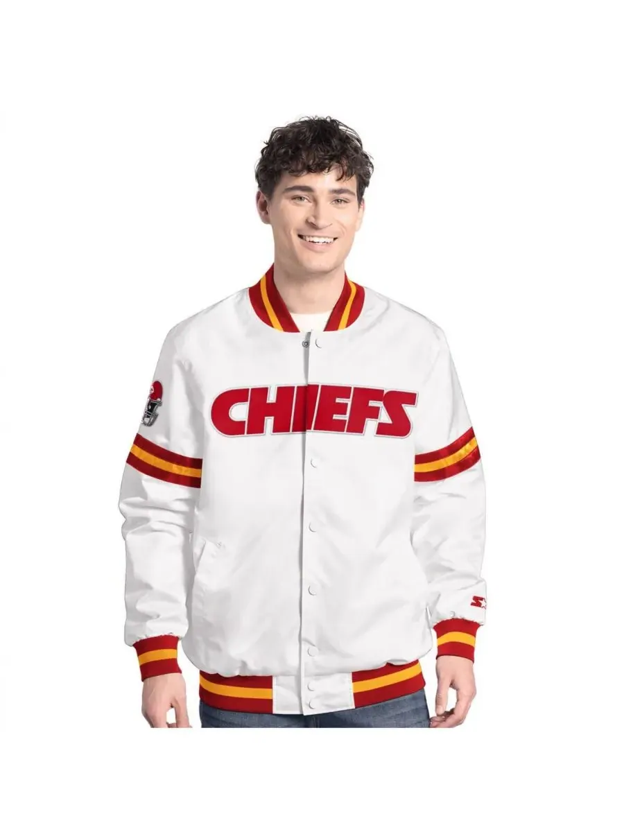 Starter Мужская белая куртка-бомбер Kansas City Chiefs Scout с застежкой на кнопках — изображение 1 из 2, белый