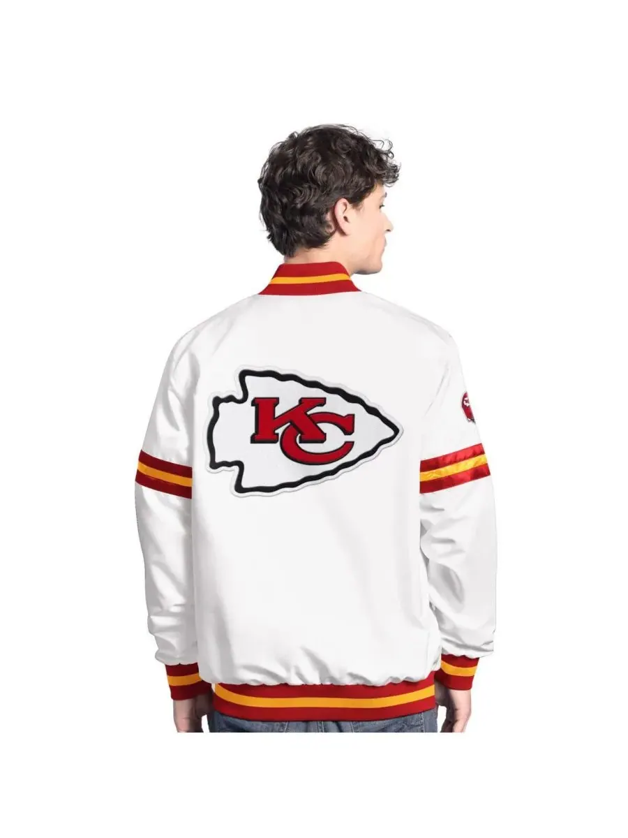 Starter Мужская белая куртка-бомбер Kansas City Chiefs Scout с застежкой на кнопках — изображение 2 из 2, белый