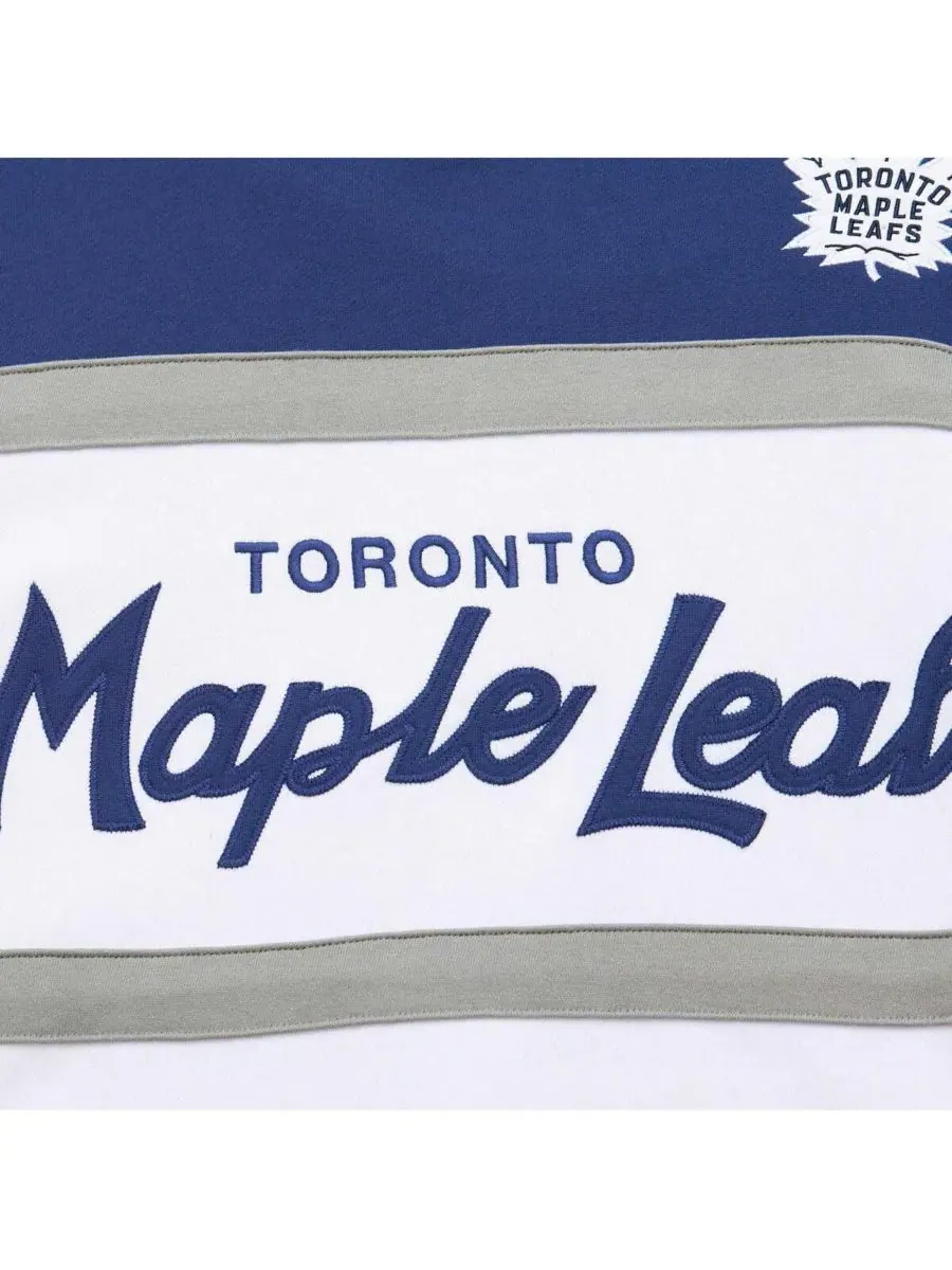 Mitchell & Ness Мужская белая с синими элементами толстовка с капюшоном с логотипом тренера команды — изображение 4 из 4