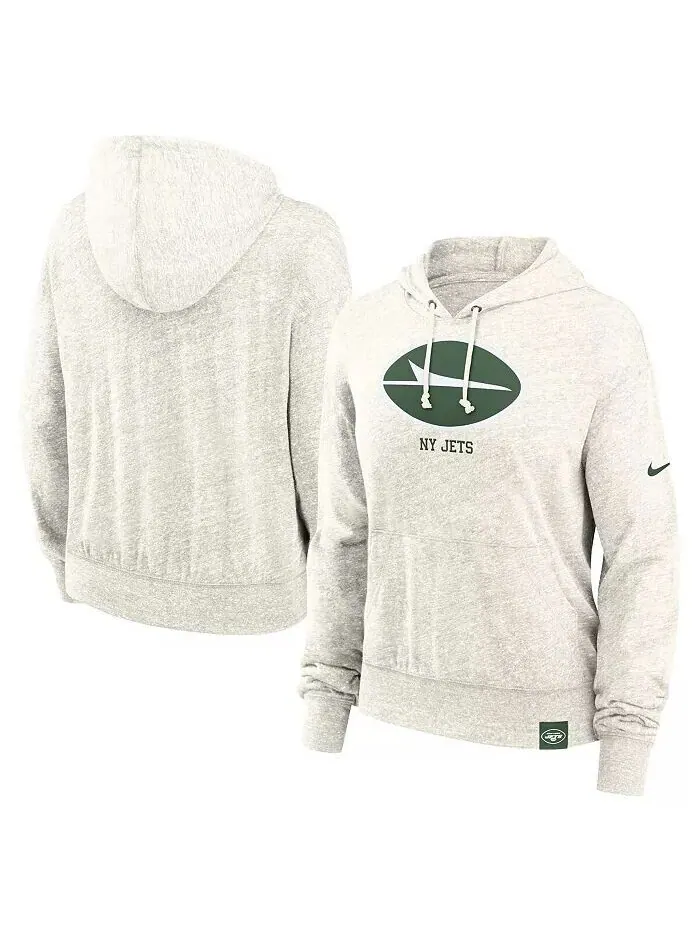 Женская кремовая толстовка с капюшоном New York Jets Gym Retro Nike — изображение 1 из 3