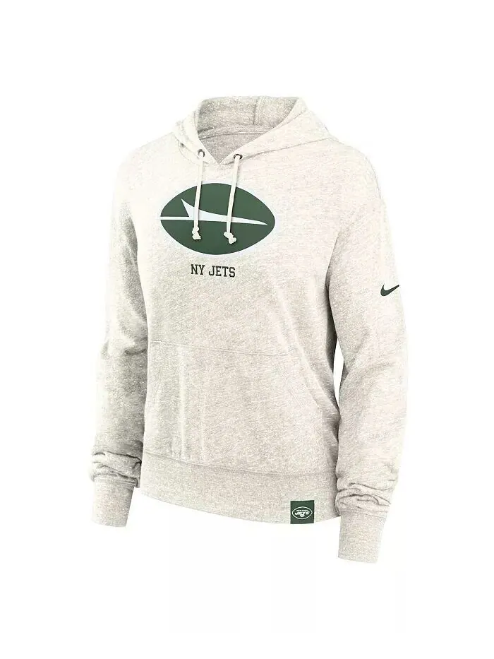 Женская кремовая толстовка с капюшоном New York Jets Gym Retro Nike — изображение 2 из 3