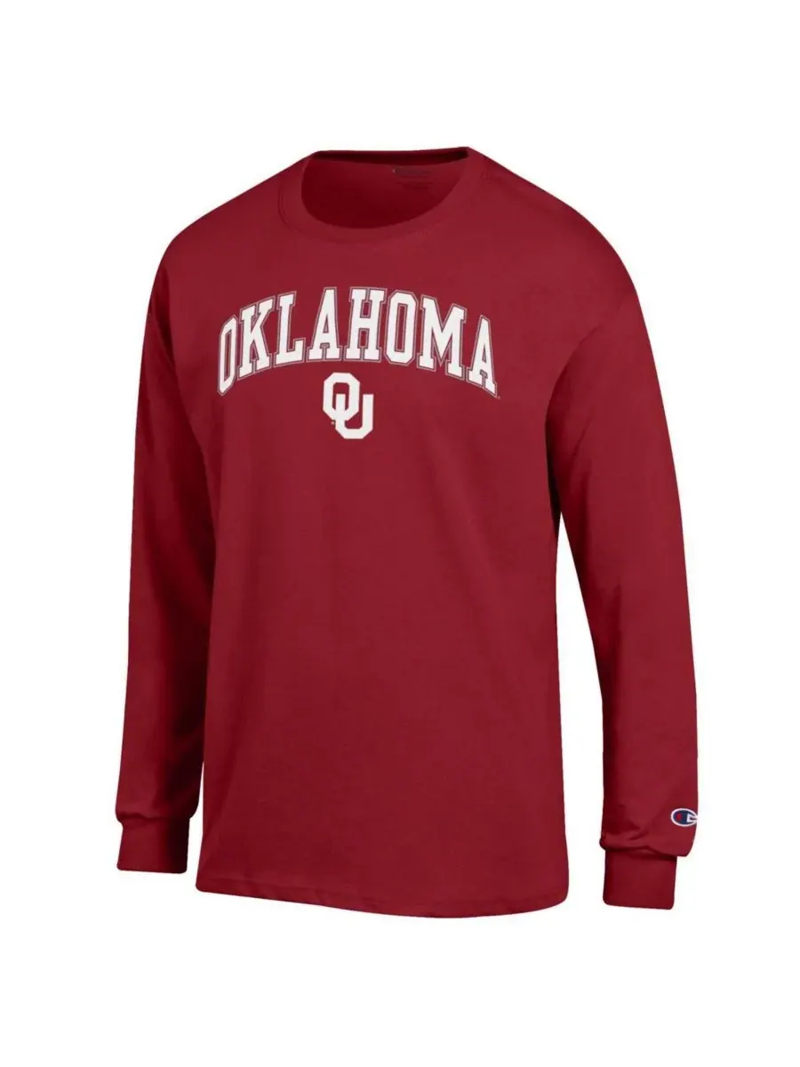 Champion Мужская футболка с длинными рукавами цвета малиновой октавы с логотипом Oklahoma Sooners — изображение 3 из 3