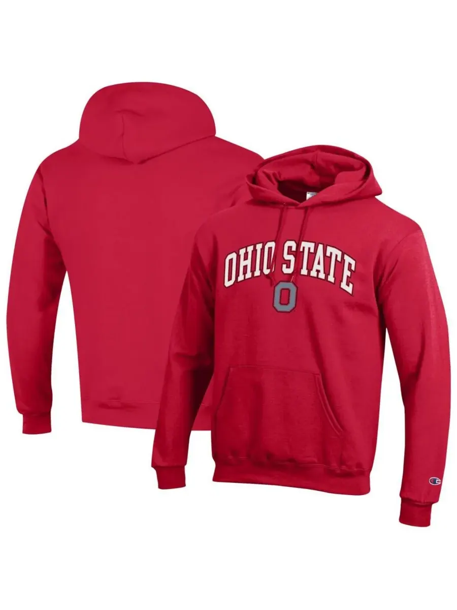 Мужская алая флисовая толстовка с капюшоном и арочным логотипом команды Ohio State Buckeyes Champion — изображение 1 из 3