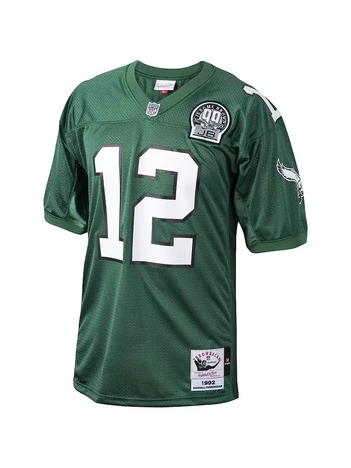 Мужская аутентичная ретро-джерси Randall Cunningham Kelly Green Philadelphia Eagles 1992, вышедшая — изображение 2 из 3